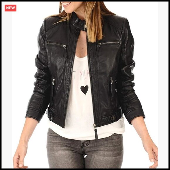 Suede Leather Jacket Cafe Racer Style Lambskin Biker Motorcycle Retro - Picture 7 of 7